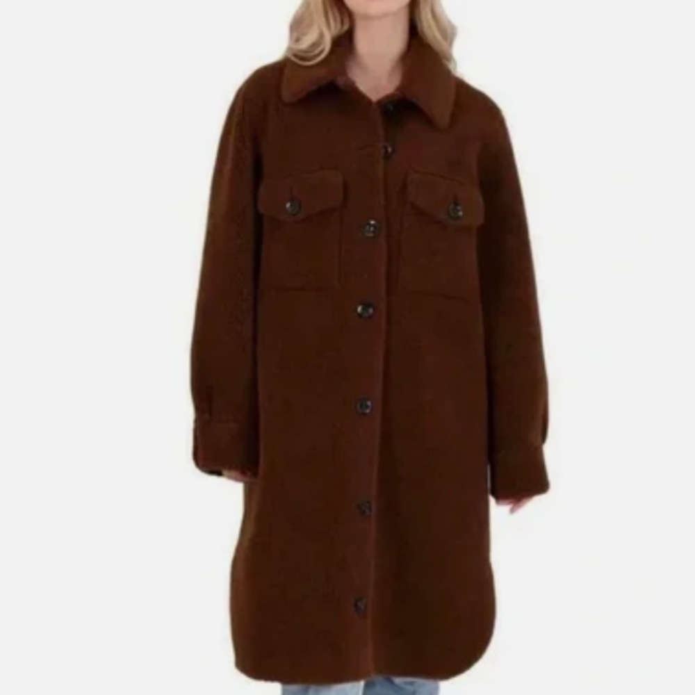 REBECCA MINKOFF 100 % Wool Sherpa Teddy Shacket Size S NWT - Picture 2 of 6